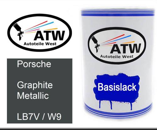 Porsche, Graphite Metallic, LB7V / W9: 500ml Lackdose, von ATW Autoteile West.